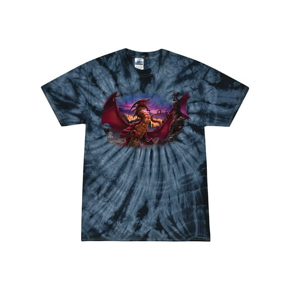 Wild Bobby, Awaken the Dragon Mythical Medieval Beast, Pop Culture, Tie-Dye Tees, Spiral Navy, Large