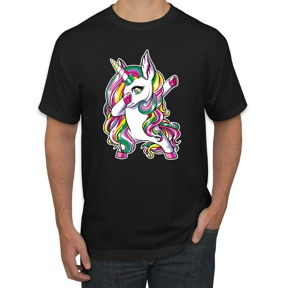 Wild Bobby, Awesome Dabbing Dab Rainbow Unicorn Fantasy, Streetwear, Men's Graphic Tees, Black, 3XL