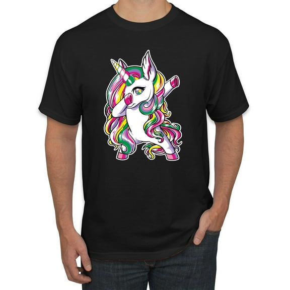 Wild Bobby, Awesome Dabbing Dab Rainbow Unicorn Fantasy, Streetwear, Men's Graphic Tees, Black, Small