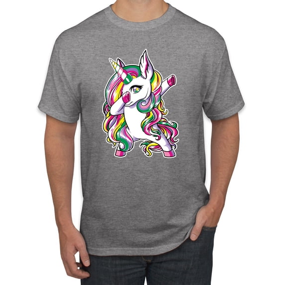 Wild Bobby, Awesome Dabbing Dab Rainbow Unicorn Fantasy, Streetwear, Men's Graphic Tees, Heather Grey, Small