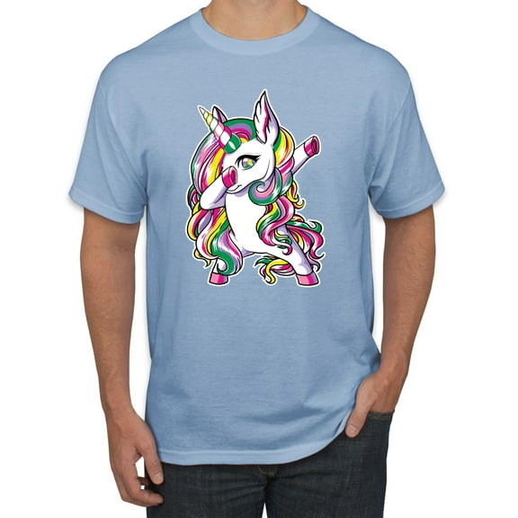 Wild Bobby, Awesome Dabbing Dab Rainbow Unicorn Fantasy, Streetwear, Men's Graphic Tees, Light Blue, Large