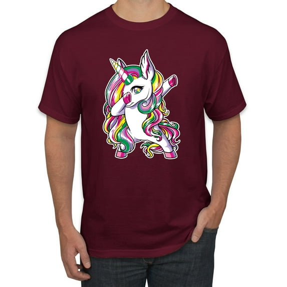Wild Bobby, Awesome Dabbing Dab Rainbow Unicorn Fantasy, Streetwear, Men's Graphic Tees, Maroon, X-Large
