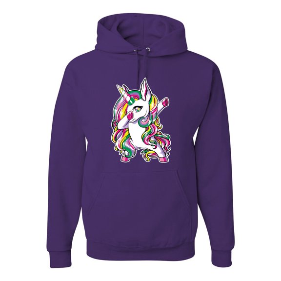 Wild Bobby, Awesome Dabbing Dab Rainbow Unicorn Fantasy, Streetwear, Unisex Graphic Hoodie Sweatshirt, Purple, X-Large