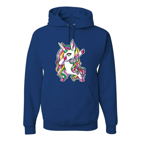 Wild Bobby, Awesome Dabbing Dab Rainbow Unicorn Fantasy, Streetwear, Unisex Graphic Hoodie Sweatshirt, Royal, 2XL