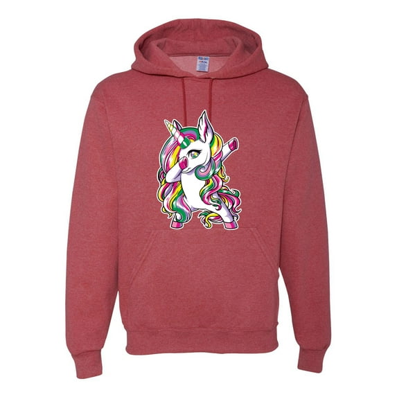 Wild Bobby, Awesome Dabbing Dab Rainbow Unicorn Fantasy, Streetwear, Unisex Graphic Hoodie Sweatshirt, Vintage Heather Red, 2XL