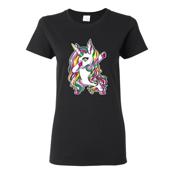 Wild Bobby, Awesome Dabbing Dab Rainbow Unicorn Fantasy, Streetwear, Womens Graphic Tees, Black, Small