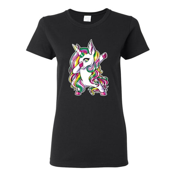 Wild Bobby, Awesome Dabbing Dab Rainbow Unicorn Fantasy, Streetwear, Womens Graphic Tees, Black, Small