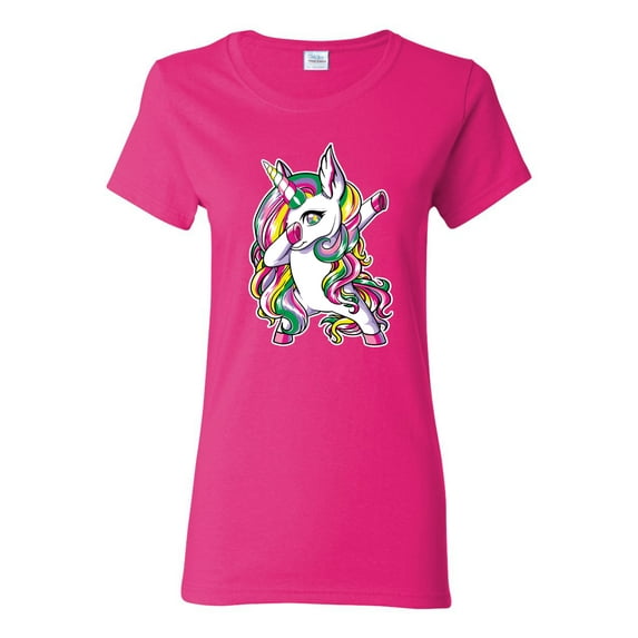 Wild Bobby, Awesome Dabbing Dab Rainbow Unicorn Fantasy, Streetwear, Womens Graphic Tees, Fuschia, 2XL