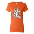 thumbnail image 1 of Wild Bobby, Awesome Dabbing Dab Rainbow Unicorn Fantasy, Streetwear, Womens Graphic Tees, Orange, Large, 1 of 3