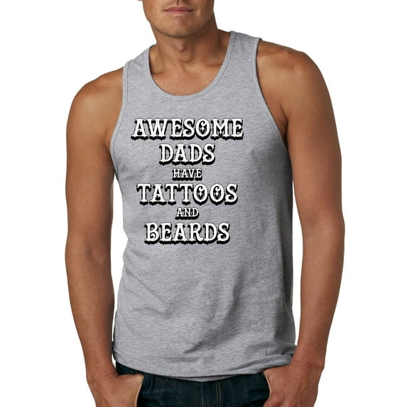 Wild Bobby, Awesome Dads Tattoos and Beards, Father's Day, Men Graphic Tank Top, Heather Grey, Medium