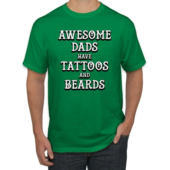 Wild Bobby, Awesome Dads Tattoos and Beards, Father's Day, Men Graphic Tee, Kelly, 3X-Large