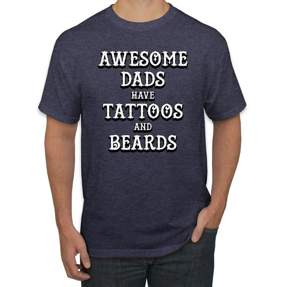 Wild Bobby, Awesome Dads Tattoos and Beards, Father's Day, Men Graphic Tee, Vintage Heather Navy, 3X-Large
