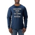 thumbnail image 1 of Wild Bobby, Awesome Dads Tattoos and Beards, Father's Day, Men Long Sleeve Shirt, Vintage Heather Navy, XX-Large, 1 of 3