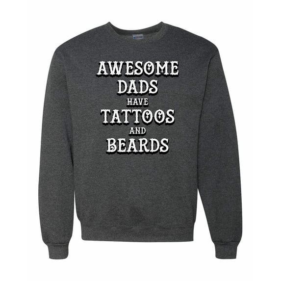 Wild Bobby, Awesome Dads Tattoos and Beards, Father's Day, Unisex Crewneck Graphic Sweatshirt, Heather Black, X-Large