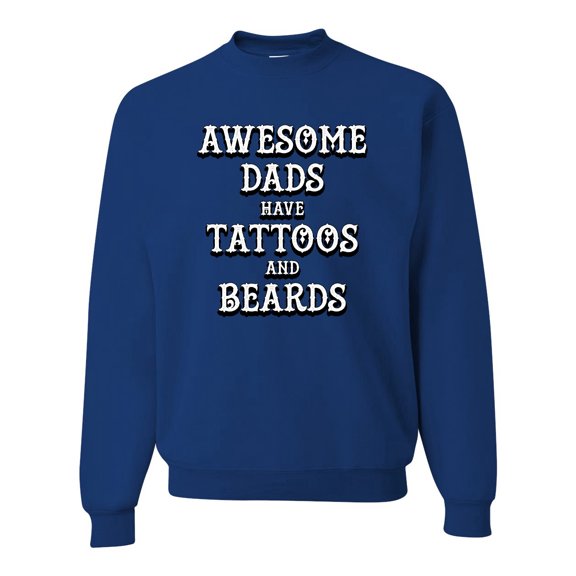 Wild Bobby, Awesome Dads Tattoos and Beards, Father's Day, Unisex Crewneck Graphic Sweatshirt, Royal, X-Large