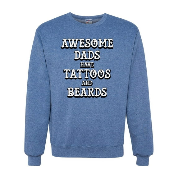 Wild Bobby, Awesome Dads Tattoos and Beards, Father's Day, Unisex Crewneck Graphic Sweatshirt, Vintage Heather Blue, XX-Large