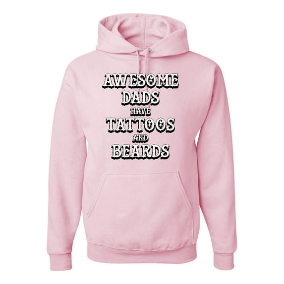 Wild Bobby, Awesome Dads Tattoos and Beards, Father's Day, Unisex Graphic Hoodie Sweatshirt, Light Pink, X-Large