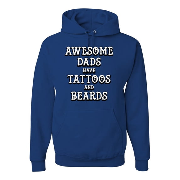 Wild Bobby, Awesome Dads Tattoos and Beards, Father's Day, Unisex Graphic Hoodie Sweatshirt, Royal, XX-Large