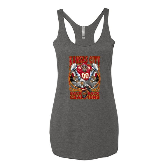 Wild Bobby Back To Back Champions Kansas Fan Mascot Sports Women Tri-Blend Racerback Tank Top, Premium Heather, Large