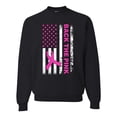 thumbnail image 1 of Wild Bobby Back the Pink American Flag Breast Cancer Awareness Unisex Crewneck Sweatshirt, Black, Small, 1 of 6