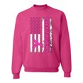 thumbnail image 1 of Wild Bobby Back the Pink American Flag Breast Cancer Awareness Unisex Crewneck Sweatshirt, Fuschia, Medium, 1 of 6