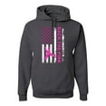 thumbnail image 1 of Wild Bobby Back the Pink American Flag Breast Cancer Awareness Unisex Hoodie Sweatshirt, Charcoal, 3X-Large, 1 of 6