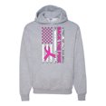 thumbnail image 1 of Wild Bobby Back the Pink American Flag Breast Cancer Awareness Unisex Hoodie Sweatshirt, Heather Grey, Large, 1 of 6