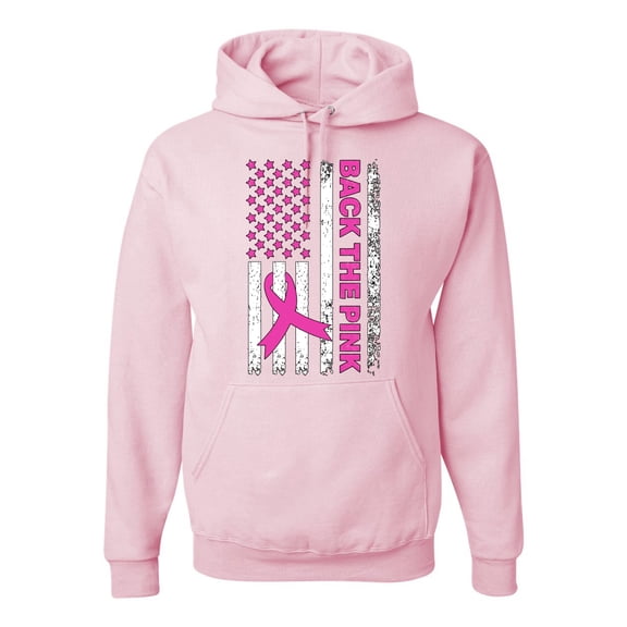 Wild Bobby Back the Pink American Flag Breast Cancer Awareness Unisex Hoodie Sweatshirt, Light Pink, XX-Large