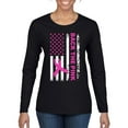 thumbnail image 1 of Wild Bobby Back the Pink American Flag Breast Cancer Awareness Women Graphic Long Sleeve Tee, Black, Small, 1 of 6