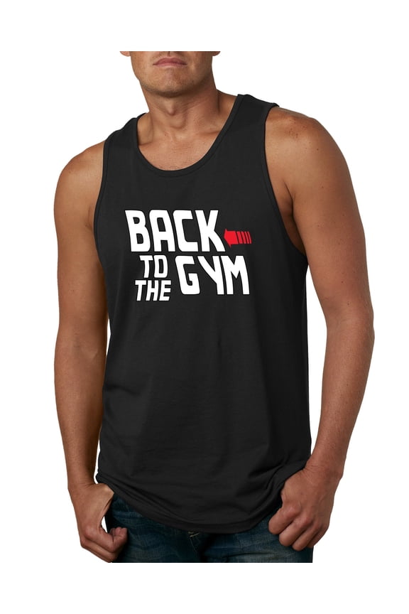 , Back to The Gym Movie Logo Parody, Gym/Workout, Men Graphic Tank Top, Black, Large