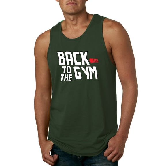 Wild Bobby, Back to The Gym Movie Logo Parody, Gym/Workout, Men Graphic Tank Top, Forest Green, X-Large