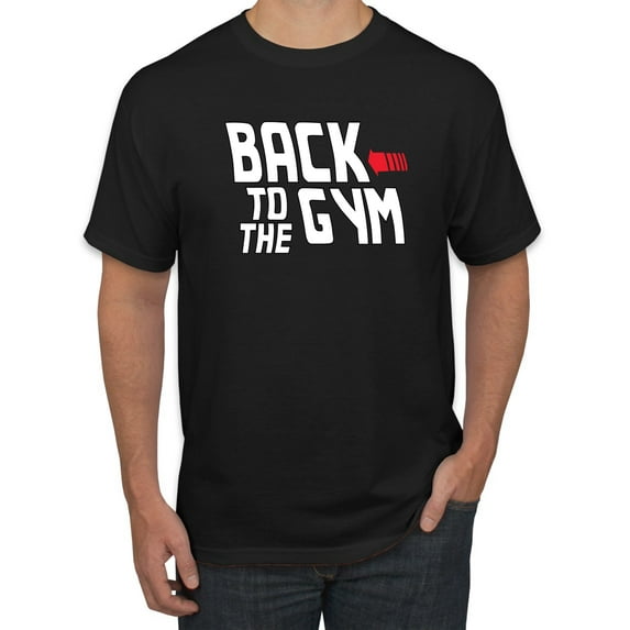 Wild Bobby, Back to The Gym Movie Logo Parody, Gym/Workout, Men Graphic Tee, Black, Small