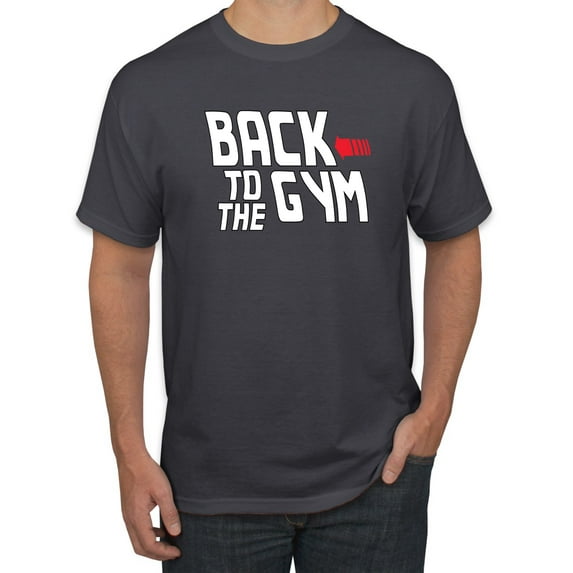 Wild Bobby, Back to The Gym Movie Logo Parody, Gym/Workout, Men Graphic Tee, Charcoal, 4X-Large