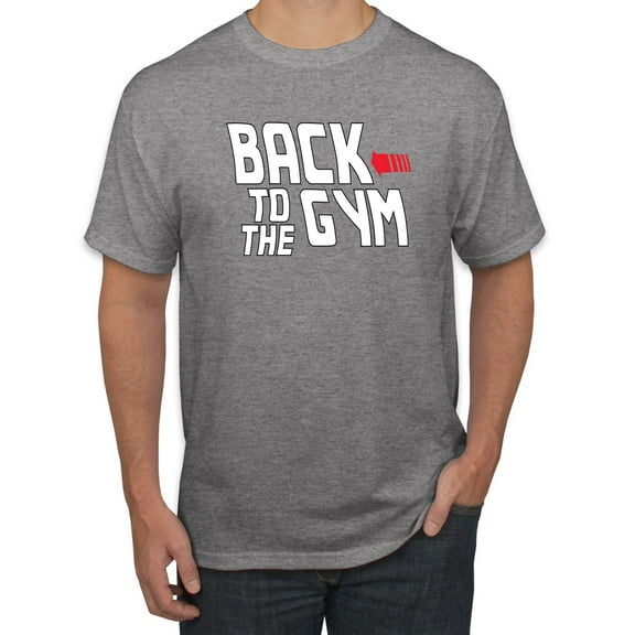 Wild Bobby, Back to The Gym Movie Logo Parody, Gym/Workout, Men Graphic Tee, Heather Grey, Medium