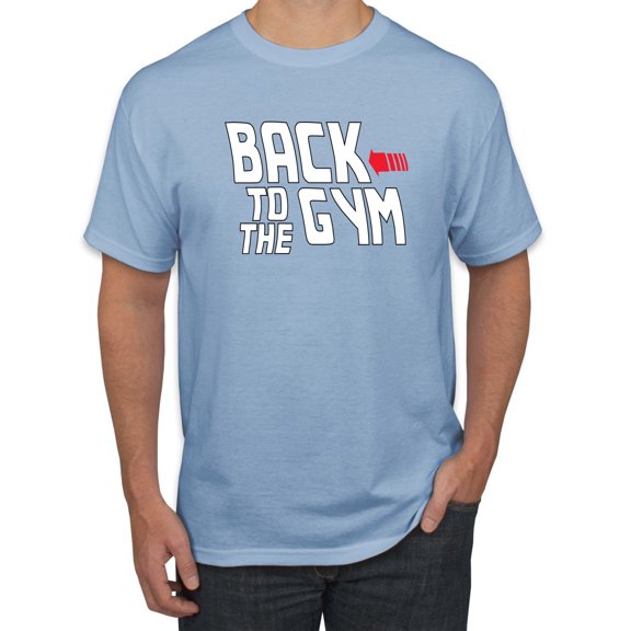 Wild Bobby, Back to The Gym Movie Logo Parody, Gym/Workout, Men Graphic Tee, Light Blue, Medium
