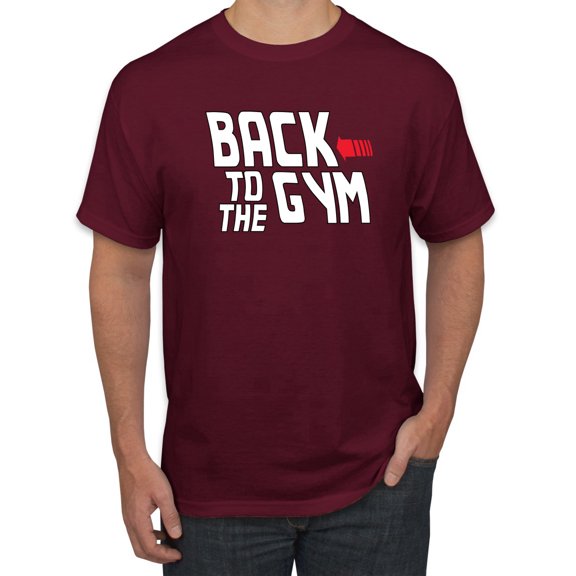 Wild Bobby, Back to The Gym Movie Logo Parody, Gym/Workout, Men Graphic Tee, Maroon, Medium