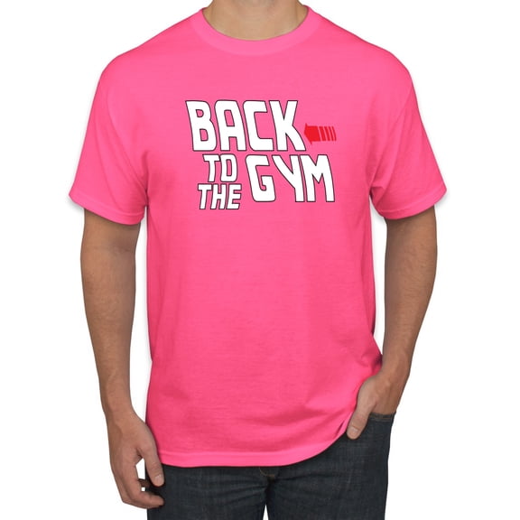 Wild Bobby, Back to The Gym Movie Logo Parody, Gym/Workout, Men Graphic Tee, Neon Pink, X-Large