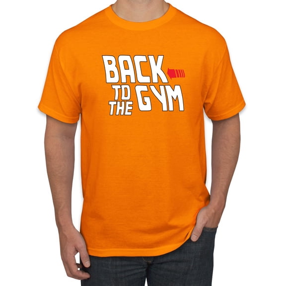 Wild Bobby, Back to The Gym Movie Logo Parody, Gym/Workout, Men Graphic Tee, Orange, X-Large