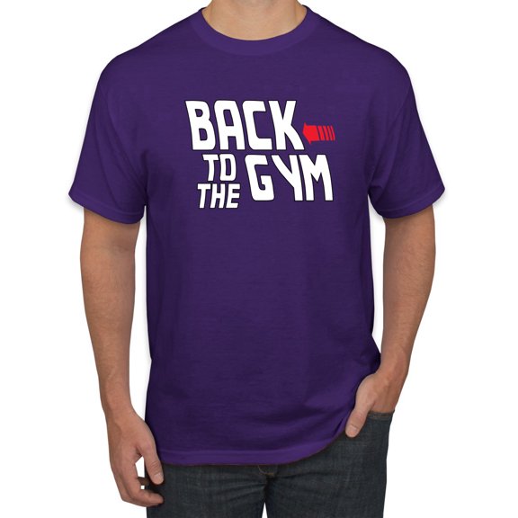 Wild Bobby, Back to The Gym Movie Logo Parody, Gym/Workout, Men Graphic Tee, Purple, Medium