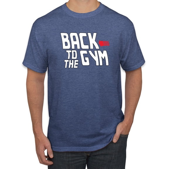 Wild Bobby, Back to The Gym Movie Logo Parody, Gym/Workout, Men Graphic Tee, Vintage Heather Blue, Small