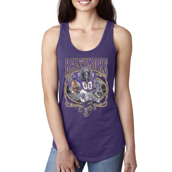 Wild Bobby, Baltimore Fan | BAL Fantasy Football ,Sports, Ladies Racerback Tank Top, Purple Rush, Large