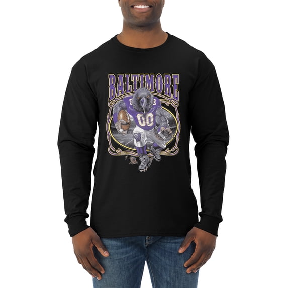 Wild Bobby, Baltimore Fan | BAL Fantasy Football ,Sports, Men Long Sleeve Shirt, Black, Small