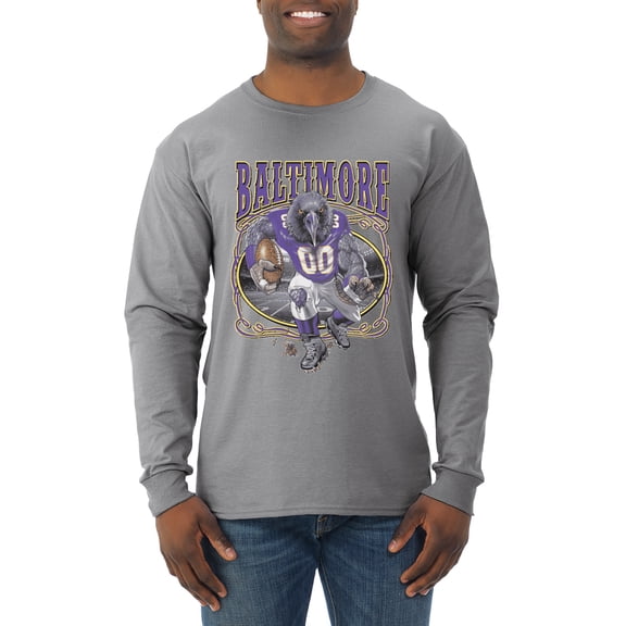 Wild Bobby, Baltimore Fan | BAL Fantasy Football ,Sports, Men Long Sleeve Shirt, Heather Grey, Large