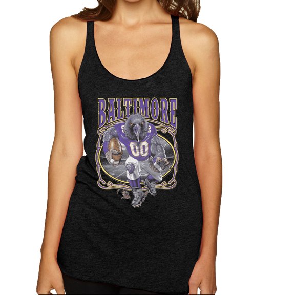 Wild Bobby, Baltimore Fan | BAL Fantasy Football ,Sports, Women Tri-Blend Racerback Tank Top, Vintage Black, Medium
