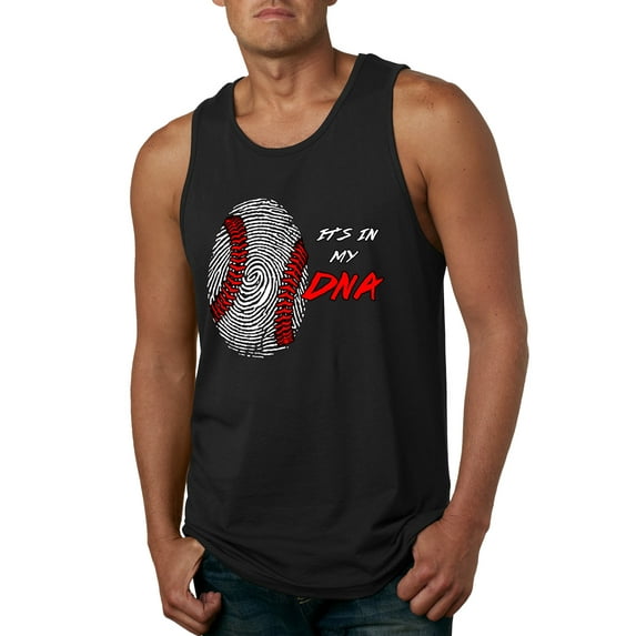 Wild Bobby, Baseball Fingerprint It's In My DNA, Sports, Men Graphic Tank Top, Black, Small