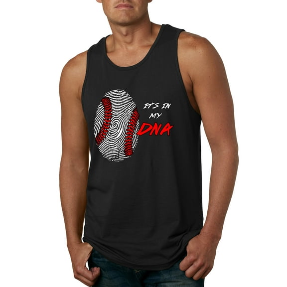 Wild Bobby, Baseball Fingerprint It's In My DNA, Sports, Men Graphic Tank Top, Black, Small