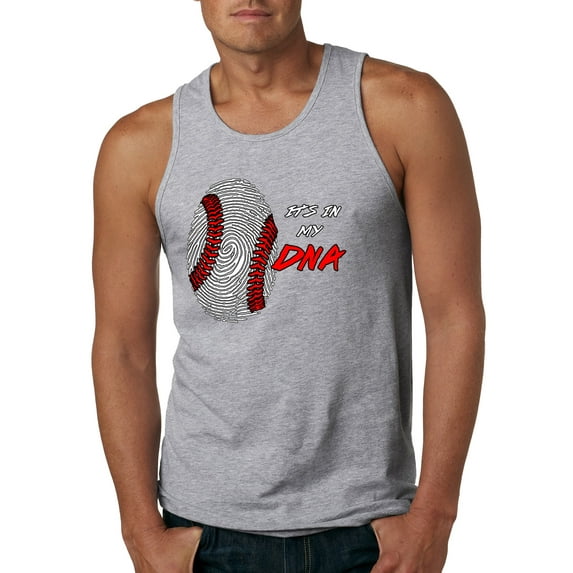 Wild Bobby, Baseball Fingerprint It's In My DNA, Sports, Men Graphic Tank Top, Heather Grey, Small