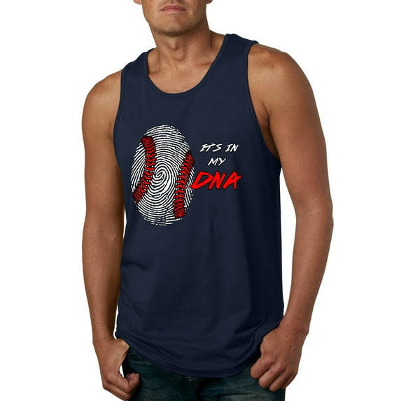 Wild Bobby, Baseball Fingerprint It's In My DNA, Sports, Men Graphic Tank Top, Navy, X-Large