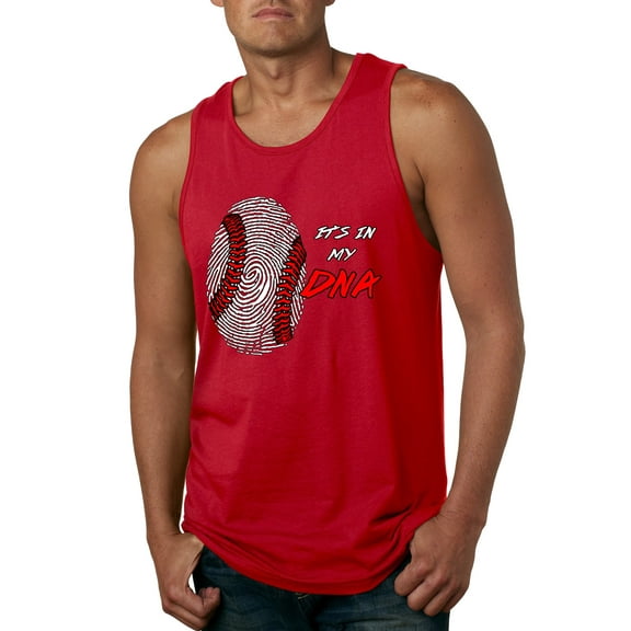 Wild Bobby, Baseball Fingerprint It's In My DNA, Sports, Men Graphic Tank Top, Red, Medium