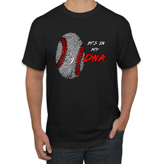 Wild Bobby, Baseball Fingerprint It's In My DNA, Sports, Men Graphic Tee, Black, Small
